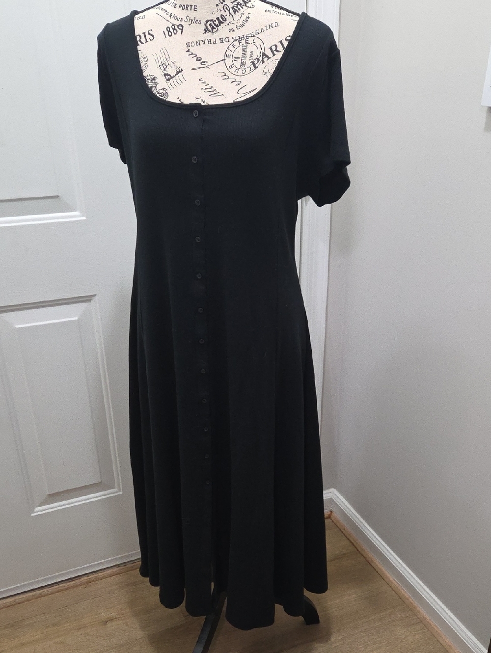 Universal Thread Black Button-Front Maxi Womens Knit Dress  XXL
